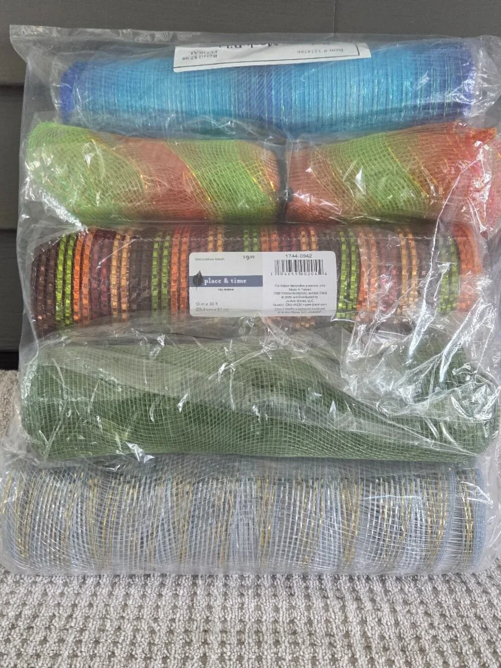 Mesh Ribbon Lot of 6 Rolls Mixed, Fall Colors, Ombre Blue, Silver & Gold, etc.
